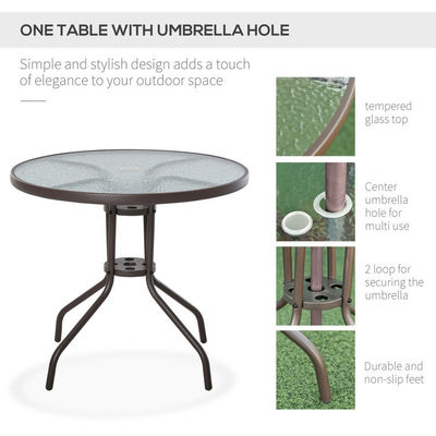 AJUNION Metalli mobili da patio Set sedie pieghevoli e tavolo da pranzo con buco ombrello
