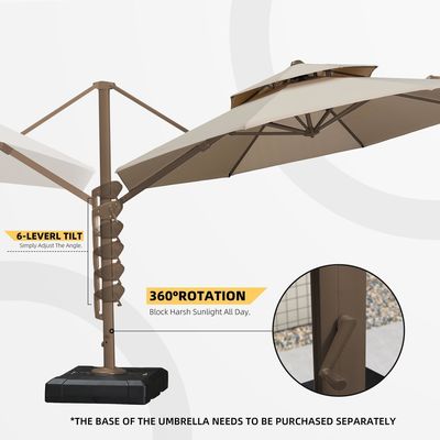 Giardino all'aperto Patio 360 gradi di rotazione Doppia copertura di alluminio ombrello Deluxe Parasol