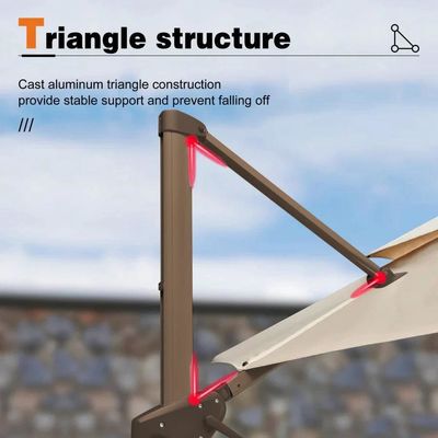 Giardino all'aperto Patio 360 gradi di rotazione Doppia copertura di alluminio ombrello Deluxe Parasol
