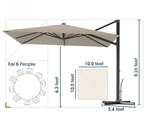 AJUNION 10ft di alluminio lusso Patio ombrello Auto Tilt Impermeabile Parasole per esterni