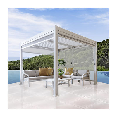 Pergola esterna moderna da 151 kg con tetto bioclimatico e schermo da AJUNION