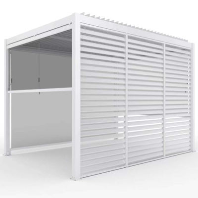 Pergola esterna moderna da 151 kg con tetto bioclimatico e schermo da AJUNION