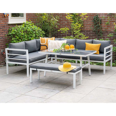 Tavolo da pranzo in alluminio per esterni Arredamento da giardino set con panca di AJUNION