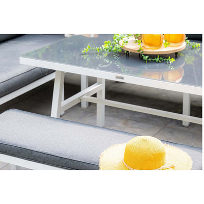 Tavolo da pranzo in alluminio per esterni Arredamento da giardino set con panca di AJUNION