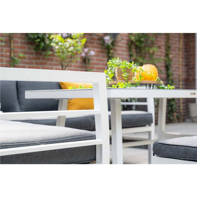 Tavolo da pranzo in alluminio per esterni Arredamento da giardino set con panca di AJUNION