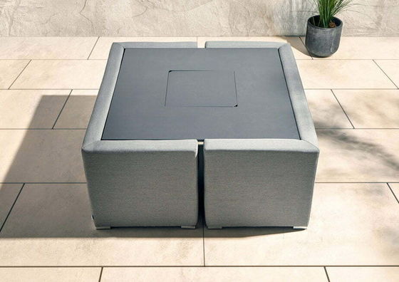 Moderno design mobili da giardino Divano Set con camino Tavolo Tavolo Dimensioni W126 x D126 x H71cm