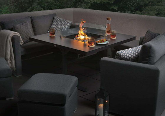 Moderno design mobili da giardino Divano Set con camino Tavolo Tavolo Dimensioni W126 x D126 x H71cm