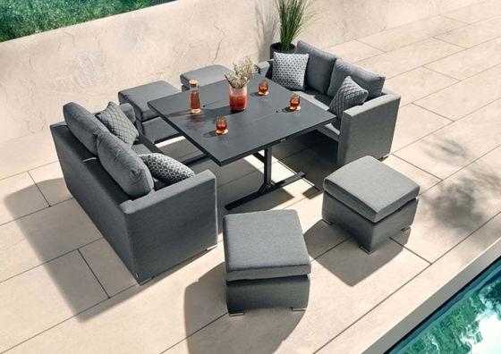 Moderno design mobili da giardino Divano Set con camino Tavolo Tavolo Dimensioni W126 x D126 x H71cm