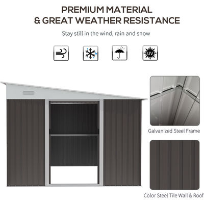 11x9ft Metal Outdoor Shed Casa magazzino Edificio giardino Shed con finitura rivestita in polvere