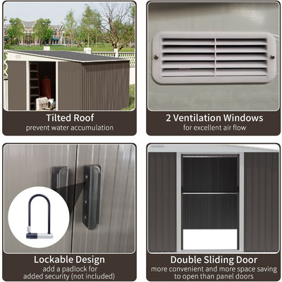 11x9ft Metal Outdoor Shed Casa magazzino Edificio giardino Shed con finitura rivestita in polvere
