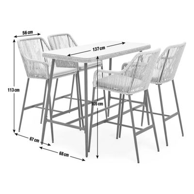 Moderno design AJUNION Metallo 4 posti Set Bar Giardino Rattan Weave Set da pranzo esterno