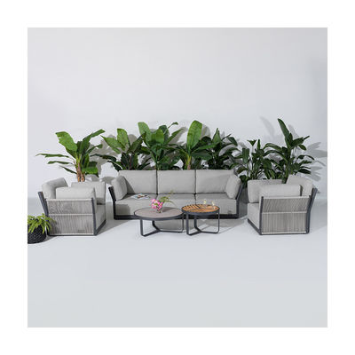 Divano esterno per villa commerciale con telaio in alluminio e tavolo da caffè Dia80 x H33cm