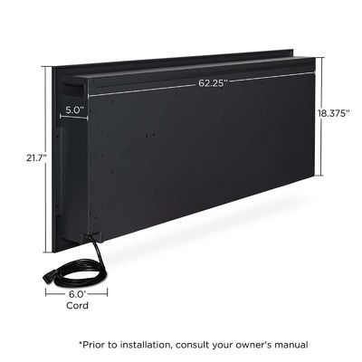 Modern Wall Mounted Electric Fireplace Insert con 6 colori di fiamma e vapore acqueo 3D