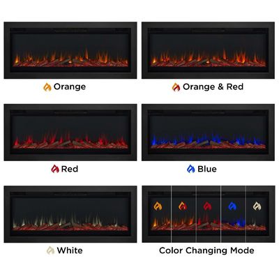 Modern Wall Mounted Electric Fireplace Insert con 6 colori di fiamma e vapore acqueo 3D