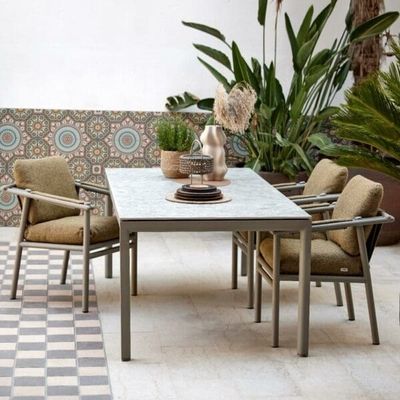 Set da pranzo all'aperto minimalista AJUNION Mobili in alluminio di lusso per giardino o cottage