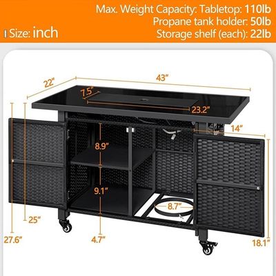 Dimensione del cliente Modern Outdoor Patio Camino Portatile Tavolo Top Gas Fuoco Fuoco