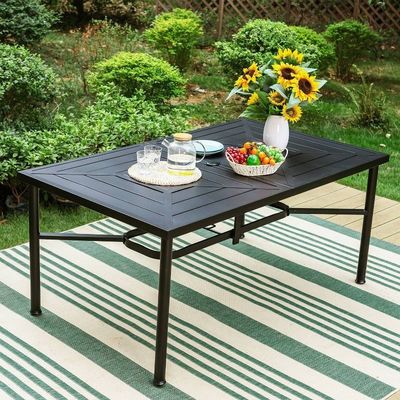 Set giardino AJUNION elegante e funzionale con L64 x W39 x H29 Inch Dimensioni del tavolo da pranzo
