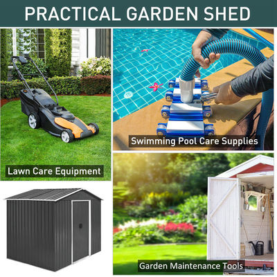 Piastra di acciaio colorato acciaio galvanizzato giardino esterno copertura metallo magazzino AJUNION 8x6ft
