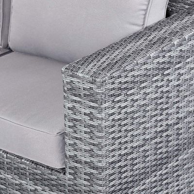 Set di giardino moderno in rattan con divano da pranzo sezionale e mobili esterni a tavolo rialzante