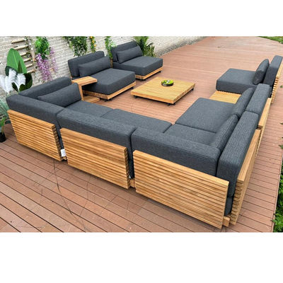 7 posti Luxury Teak Wood Outdoor Patio Sofa Set Divano senza braccia Dimensioni W99 x D104 x H56cm