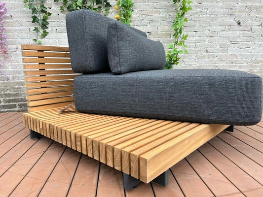 7 posti Luxury Teak Wood Outdoor Patio Sofa Set Divano senza braccia Dimensioni W99 x D104 x H56cm