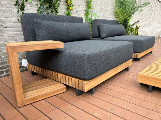 7 posti Luxury Teak Wood Outdoor Patio Sofa Set Divano senza braccia Dimensioni W99 x D104 x H56cm