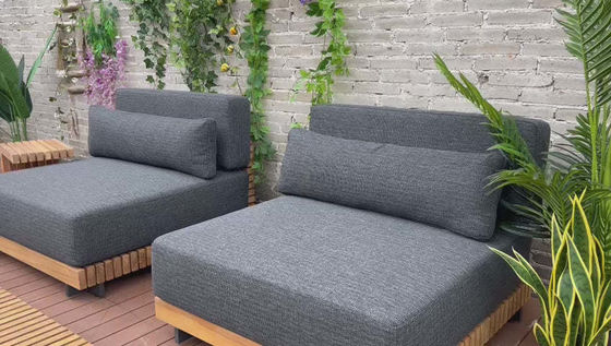 7 posti Luxury Teak Wood Outdoor Patio Sofa Set Divano senza braccia Dimensioni W99 x D104 x H56cm