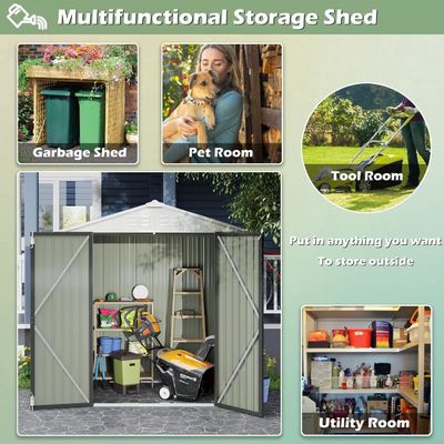 Avvolgimento in polvere AJUNION Metal Garden Shed Doppia porta chiudibile 50"D x 78,3"W x 74,2"H