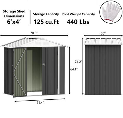 Avvolgimento in polvere AJUNION Metal Garden Shed Doppia porta chiudibile 50"D x 78,3"W x 74,2"H