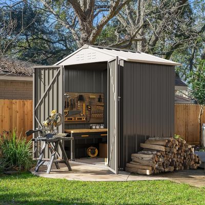 Avvolgimento in polvere AJUNION Metal Garden Shed Doppia porta chiudibile 50"D x 78,3"W x 74,2"H