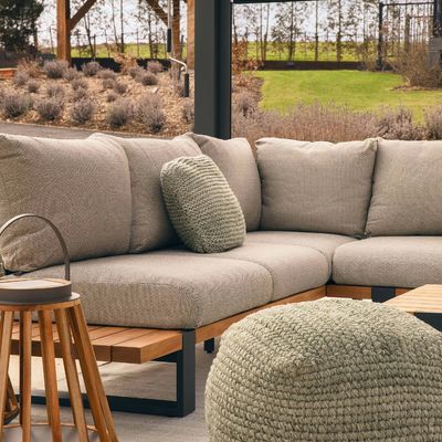 Moderno e elegante divano di angolo in legno di teak per hotel commerciale