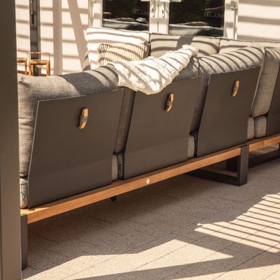 Moderno e elegante divano di angolo in legno di teak per hotel commerciale