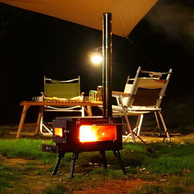 Patio all'aperto Campeggio BBQ Party Portatile In acciaio inossidabile Stufa da campo a legna con tubo di camino