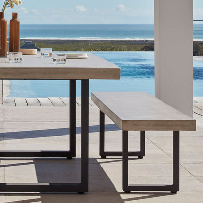 Mobili per esterni AJUNION Sedile da giardino in alluminio moderno con tavolo da pranzo rettangolare