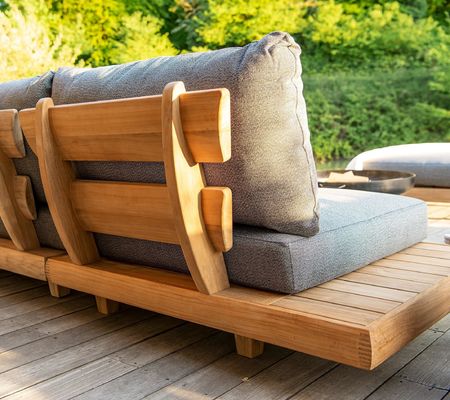 Divano per hotel commerciale in legno di teak Set di giardino Mobili con divano medio Dimensioni W100xH110cm