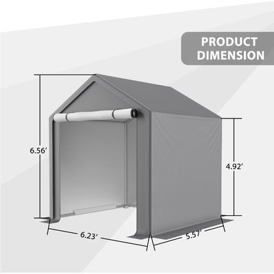 Copertura del tetto in tessuto PE AJUNION Tenda di stoccaggio esterna da 6,2x5,6 piedi Metal Garden Bike Shed per attrezzi Legna da ardere