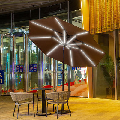 Parasole da spiaggia con luci a LED solari e palo centrale in alluminio