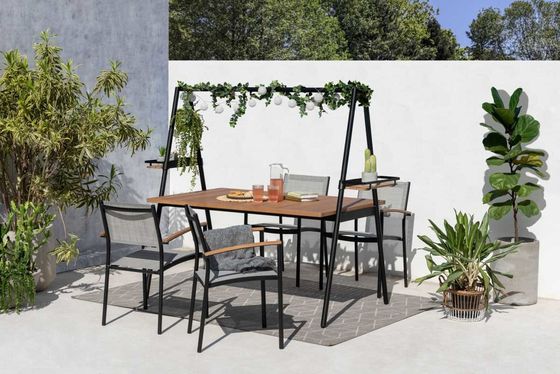 Set giardino in metallo AJUNION Moderno design 4 posti Set da pranzo all'aperto per mobili da patio