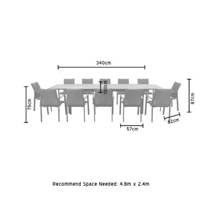 Set da pranzo estensibile in legno di teak per 12 posti