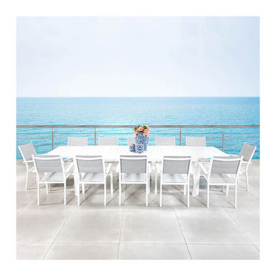 Modern Style Aluminum Outdoor Dining Set 12 Sedie Poltrone e Tavolo da pranzo estensibile