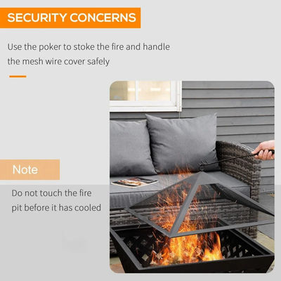 Copertura nera di metallo Fuoco a legna per patio esterno, cortile, giardino, campeggio