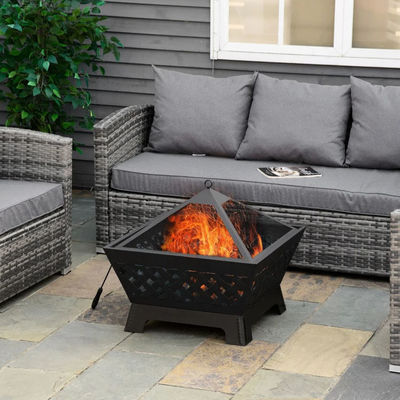 Copertura nera di metallo Fuoco a legna per patio esterno, cortile, giardino, campeggio