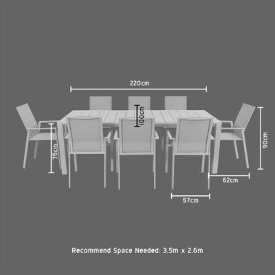 Tavolo da pranzo e sedia per ristoranti per 8 persone con telaio in metallo in alluminio in un design moderno