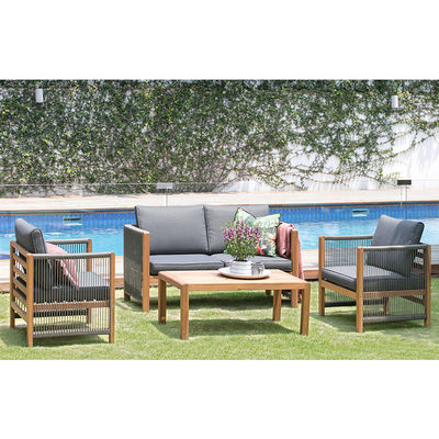 Set di mobili da esterno con sedie da salotto in legno e tessuto di rattan in PE W71 x D66 x H64cm