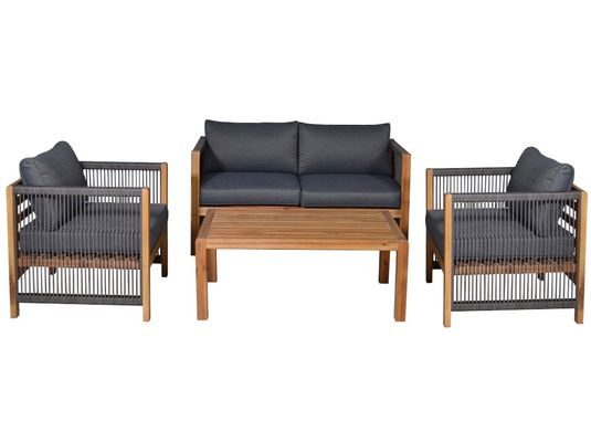 Set di mobili da esterno con sedie da salotto in legno e tessuto di rattan in PE W71 x D66 x H64cm