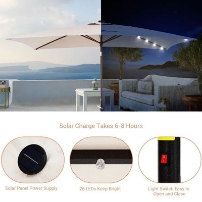 Parasole commerciale con luce 227,5 cm Radii e palo di alluminio