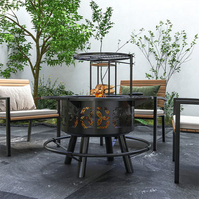 riscaldamento esterno portabile acciaio rotondo legno ardente camino carbone barbecue griglia fuoco fossa bruciatore kit