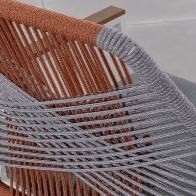Arredamento da pranzo da giardino in metallo con telaio a corda Sedile da pranzo da 6 posti a sedere Set da pranzo esterno