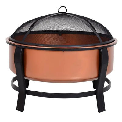 Logo personalizzato Modern Outdoor Portable Copper-Colored Round Metal Wood Burning Firepit
