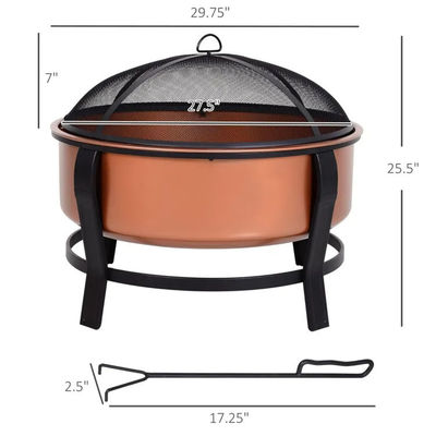 Logo personalizzato Modern Outdoor Portable Copper-Colored Round Metal Wood Burning Firepit